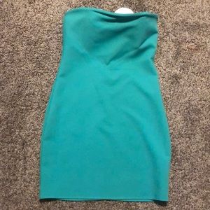 Green strapless dress